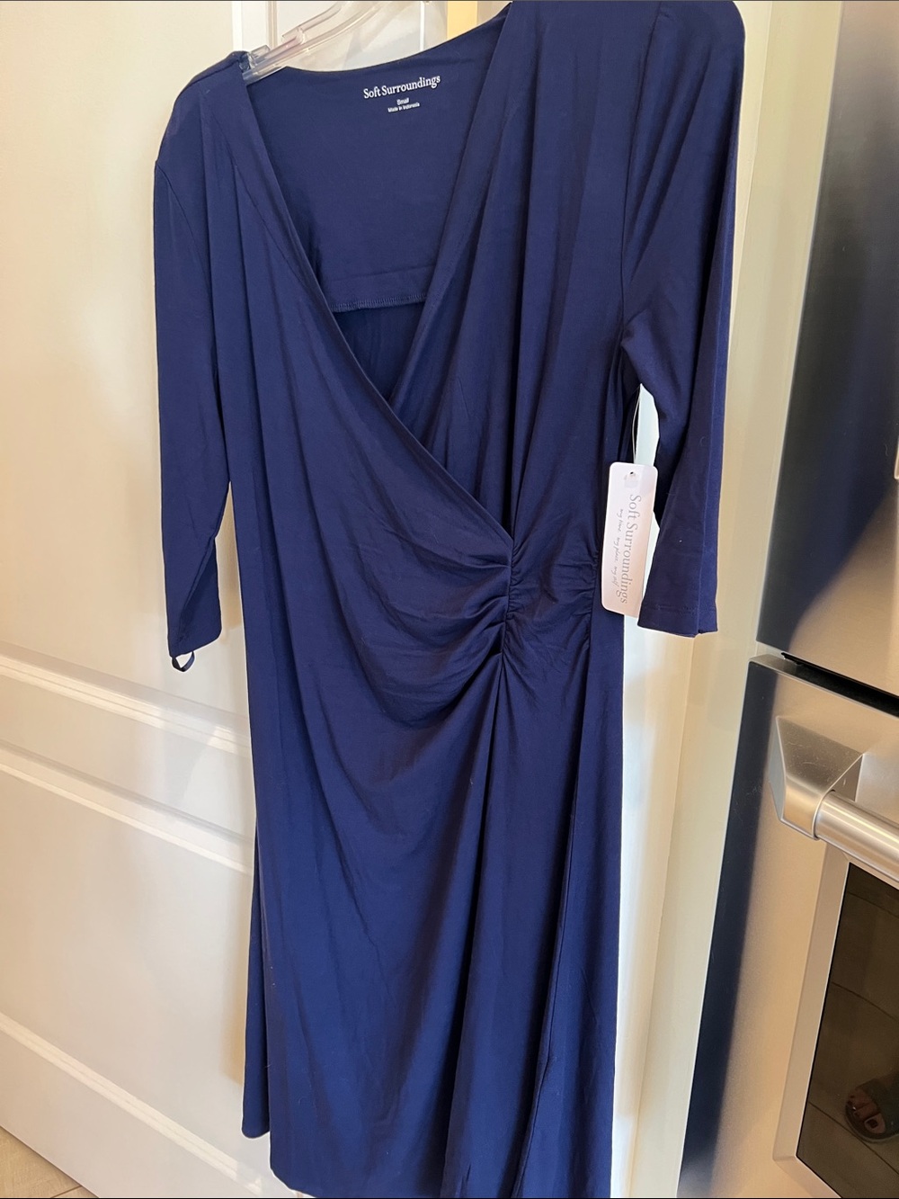 Soft Surroundings Deep Navy Ruched Wrap Dress